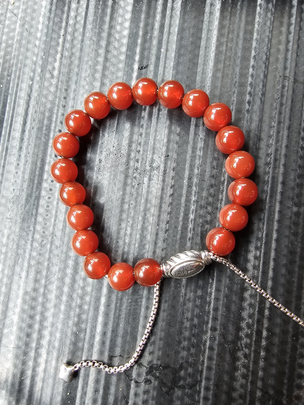 David Yurman Carnelian/Red Beaded Bracelet with .925 Sterling Silver - Picture 3 of 3